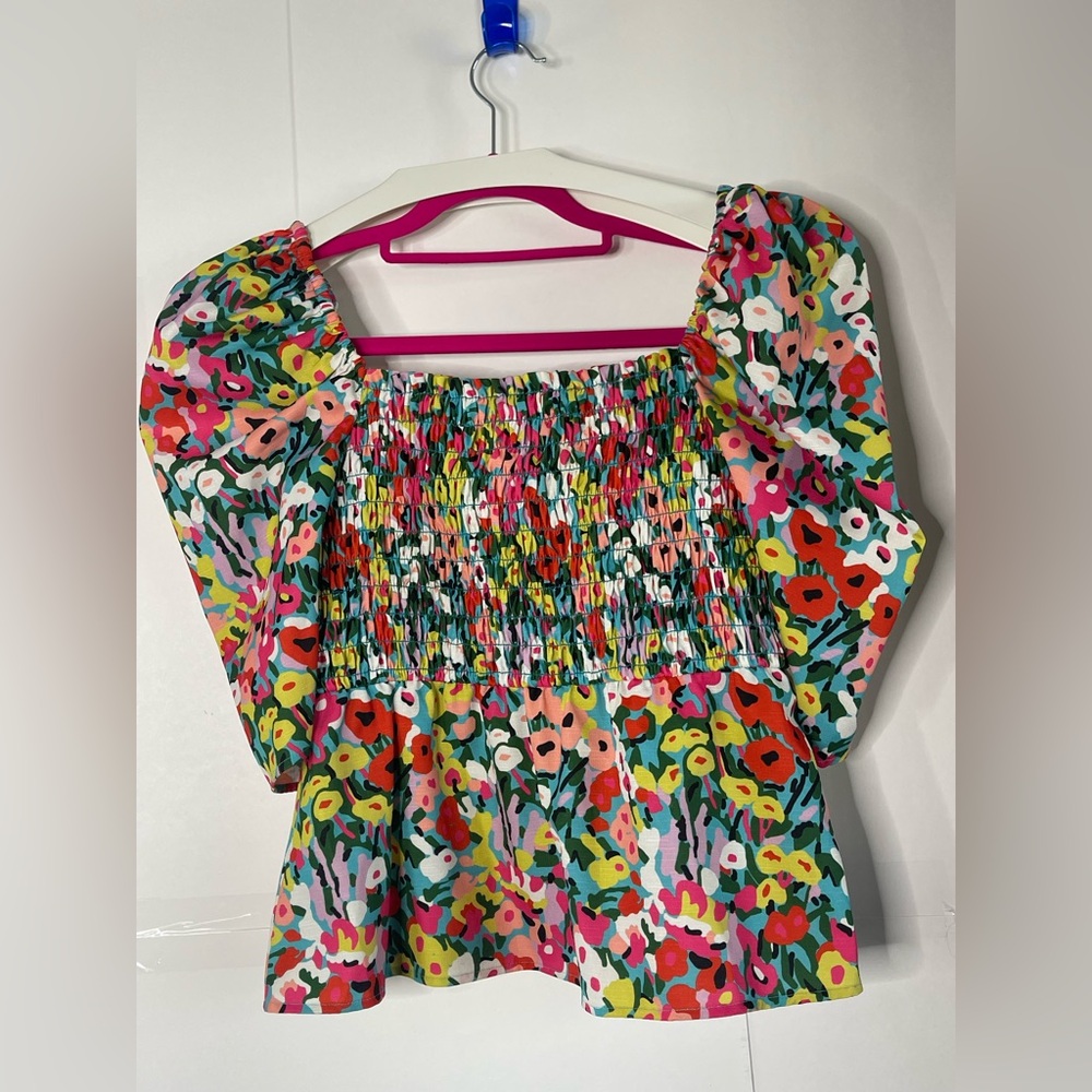 Crosby Multicolor Floral Smocked Blouse